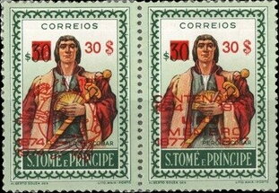 Se-tenant, Pêro Escobar, São Tomé and Príncipe,  , Famous People, Measuring Instruments, Men, Navigators, U.P.U.