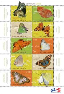 Mini Sheet, Butterflies, Sint Maarten,  , Butterflies and Moths, Insects