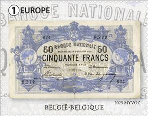 Stamp, 1888 50 Fr Banknote, Belgium,  , Banknotes