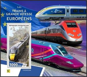 Souvenir Sheet, British Rail Class 800, Central African Republic,  , Railways