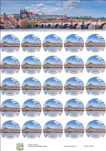 Full Pane, Pohled Na PraŽskÝ Hrad, Czech Republic,  , Bridges, Castles, Round Stamps, Townscapes / City Views