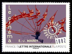 Stamp, Cinema, Etienne Jules Marey, 1892, France,  , Cinema, Inventions