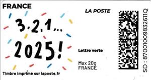 Stamp, 3 2 1 ... 2025!, France,  , Greetings, New Year