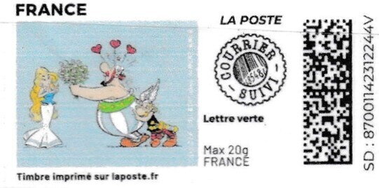 Stamp, Asterix and Obelix and Falballa Courrier Suivi, France,  , Cartoons