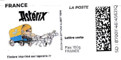 Asterix and Obelix driving wagon with Laposte logo