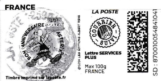 Asterix with cake Bon Anniversaire in black Courrier Suivi