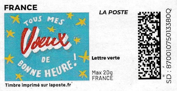 Best Wishes / Tous mes Voeux de Bonne; Turquoise Background