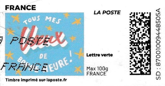 Best Wishes / Tous mes Voeux de Bonne; Turquoise Background