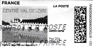 Stamp, Centre Val de Loire. Redesign no logo in black, France,  , Castles