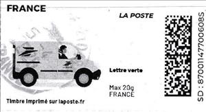Stamp, Electric Post Van black, France,  , Cars, Postal Traffic, Vehicles