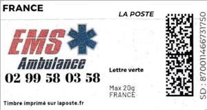 Stamp, EMS Ambulance, France,  , Logos, Taxis, Vehicles