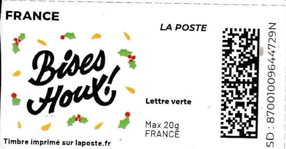 Holly Kisses / Bises Houx. White Background