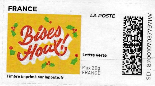 Holly Kisses / Bises Houx. Yellow Background