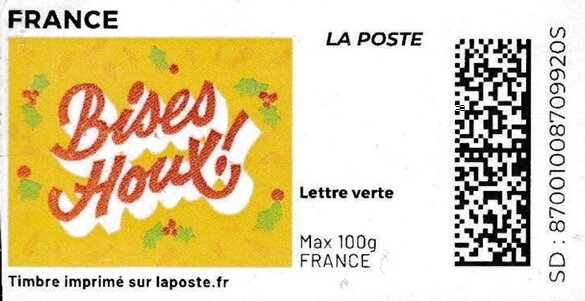 Holly Kisses / Bises Houx. Yellow Background