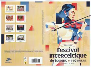 Souvenir Sheet, Lorient Interceltic Festival 2025, France,  , Dance, Festivals, Flags, Music, Musical Instruments, Musicians, Promotional Posters, Suits and Costumes