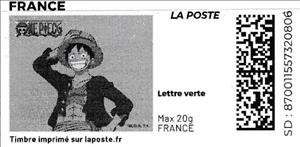 Stamp, Luffy in black, France,  , Cartoons