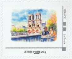 Stamp, Lunch in front of Notre Dame de Paris, France,  , Churches - Cathedrals - Basilicas - Chapels, Tourism