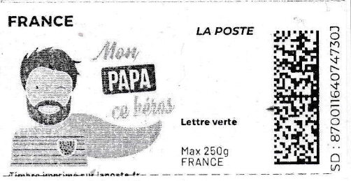Stamp, Mon Papa ce Heros. Fathers Day. no logo in black, France,  , Men, Special Occasions