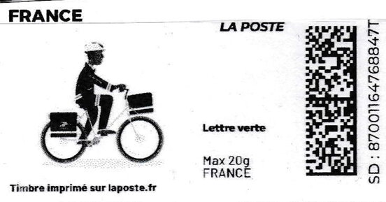 Stamp, Post Bike in black, France,  , Bicycles, Postal Traffic