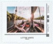Stamp, Sailing past Condes-Saint-Martin, France,  , Rivers, Sailing