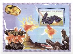 Souvenir Sheet, Minerals - Azurite, Guinea,  , Minerals