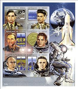 Mini Sheet, Soviet Cosmonauts, Guinea,  , Astronauts, Outer Space, Space Traveling