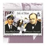 Stamp, 2nd World War (1939-1945), Alan Watterson, Winston Churchill, Isle of Man,  , Anniversaries and Jubilees, Authors, Famous People, Literary People (Poets and Writers), Literature, Nobel Laureates, Politicians