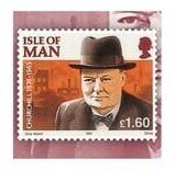 Stamp, Winston Churchill and London blitz, Isle of Man,  , Anniversaries and Jubilees, Authors, Famous People, Literary People (Poets and Writers), Literature, Nobel Laureates, Politicians