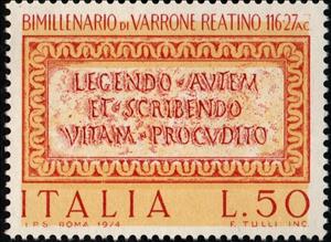 Stamp, 2000th Death Anniversary of Marco Varrone, Italy,  , Anniversaries and Jubilees, Authors, Commemoration, Documents, Famous People, Literary People (Poets and Writers), Men