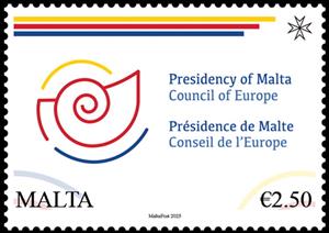 Stamp, Malta Presidency of Council of Europe 2025, Malta,  , Council of Europe