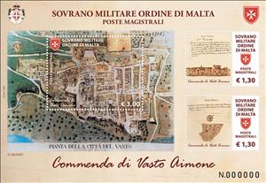 Souvenir Sheet, Commandery of Vasto Aimone, Malta, Sovereign Military Order of,  , Architecture, Maps