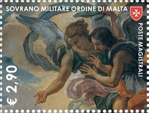 Stamp, Detail of Baptism of Christ by John The Baptist, Malta, Sovereign Military Order of,  , Art, Saints