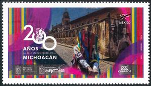 Stamp, State of Michoacán, 200 Years, Mexico,  , Townscapes / City Views
