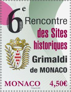 Stamp, 6th Meeting of the Historical Sites of the Grimaldis, Monaco,  , Coats of Arms, Conferences