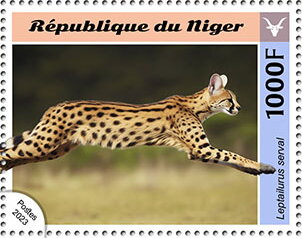 Stamp, Servals (Leptailurus serval), Niger,  , Animals (Fauna), Mammals, Wild Cats