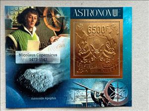 Souvenir Sheet, Astronomers - Foil Coat of Arms, Niger,  , Astronomers, Coats of Arms, Famous People, Mathematicians