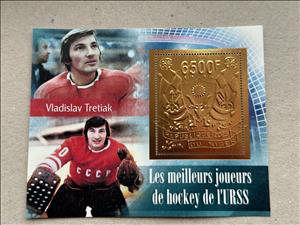 Souvenir Sheet, Ice Hockey Players USSR - Foil Coat of Arms, Niger,  , Coats of Arms, Ice Hockey, Sports