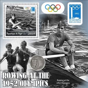 Souvenir Sheet, Olympic Games in Helsinki in 1952 Rowing, Niger,  , Olympic Games, Rowing, Sports