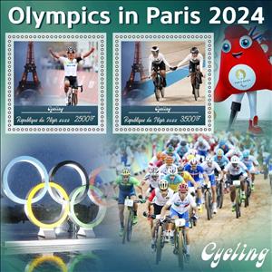 Mini Sheet, Olympic Games in Paris in 2024 - Cycling, Niger,  , Cycling, Olympic Games, Sports