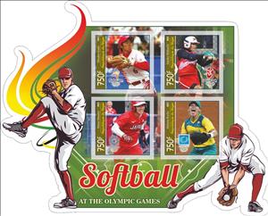 Mini Sheet, Softball at the Olympics, Niger,  , Baseball, Olympic Games, Sports
