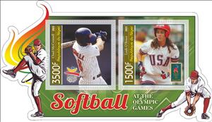 Mini Sheet, Softball at the Olympics, Niger,  , Baseball, Olympic Games, Sports