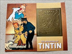 Souvenir Sheet, The Adventures of Tintin - Foil Coat of Arms, Niger,  , Cartoons, Coats of Arms, Comics