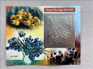 Souvenir Sheet, Vincent van Gogh Paintings - Foil Coat of Arms, Niger,  , Coats of Arms, Famous People, Painters, Paintings