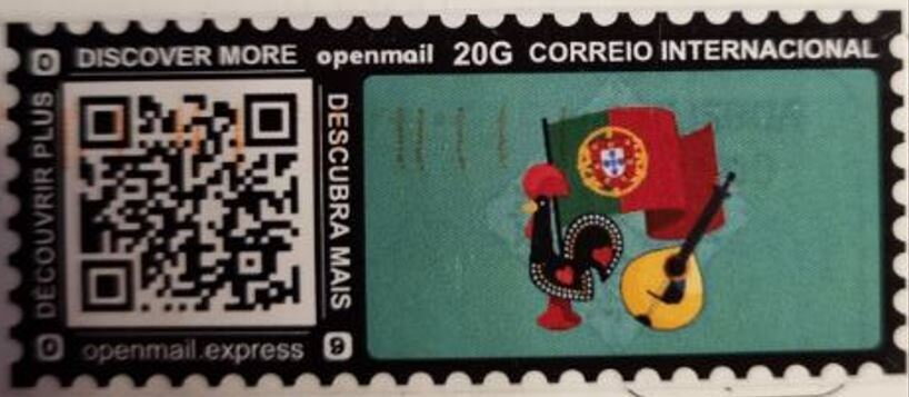 Portugal flag, rooster, mandolin. QR Code