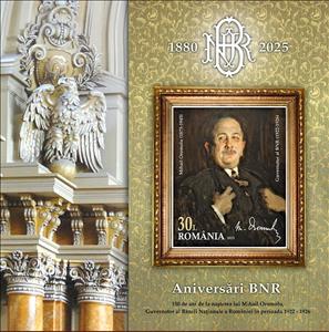 Souvenir Sheet, Mihail Oromolu, Governor of Bank of Romania, Romania,  , Bankers, Famous People