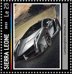 Stamp, Lamborghini Veneno, 2013, Sierra Leone,  , Anniversaries and Jubilees, Automobile Industry, Cars