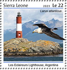 Stamp, Larus atlanticus, Les Eclaireurs Lighthouse, Argentina, Sierra Leone,  , Animals (Fauna), Birds, Lighthouses