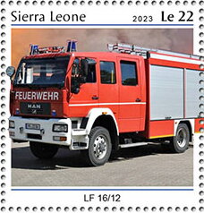 Stamp, Lf 16/12, Sierra Leone,  , Fire-brigade, Trucks, Vehicles