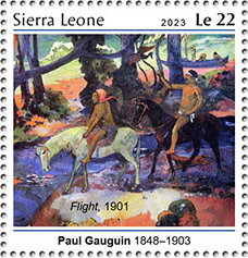 Stamp, Paul Gaugin (1848-1903), Fight, 1901, Sierra Leone,  , Anniversaries and Jubilees, Famous People, Painters, Paintings