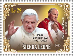 Stamp, Pope Benedict XVI (1927–2022), Sierra Leone,  , Famous People, Heads of State, Popes, Religion